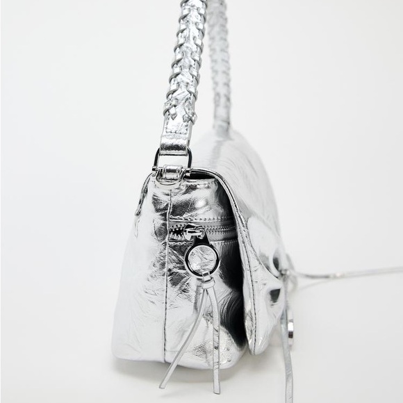 ZARA NWT METALLIC GATHERED BOW SHOULDER BAG REF 6800/410 - Picture 3 of 11